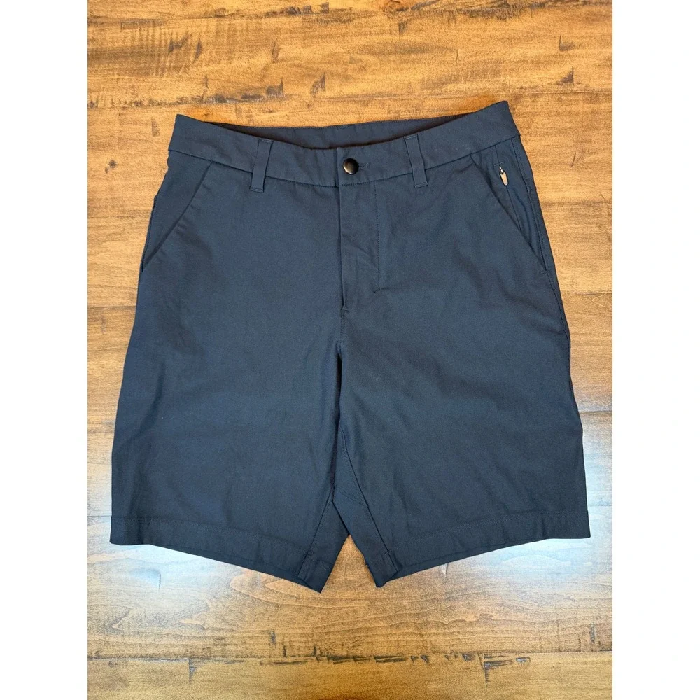 Lululemon Commission Shorts Mens 31 Black Tech Chino Golf Casual 9 Inch Inseam